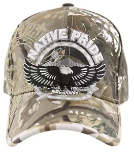 NEW! NATIVE PRIDE EAGLE FEATHER BALL CAP HAT CAMO - Picture 1 of 4