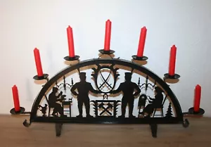 Erzgebirge Schwibbogen, Metall Bogen, 7flammig, Bergmann, Original DDR Ostalgie - Bild 1 von 2