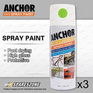 3 x Anchor Kawasaki Green Lacquer Spray Paint 300Gram Versatile Aerosol Coating - Picture 1 of 2
