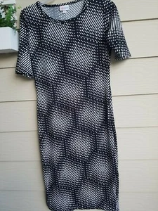 Womens LuLaRoe Geometric Print Black & White Julia Dress Size XXS  - Picture 1 of 5