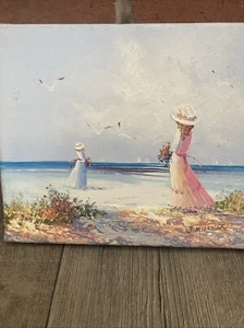 Impressionist Oil Painting - Oil On Canvas Girls At Beach Miller - Picture 1 of 4