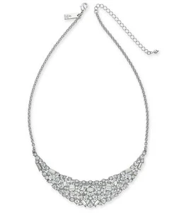INC Silver-Tone Scattered Crystal Statement Necklace 17 + 3 extender - Picture 1 of 2