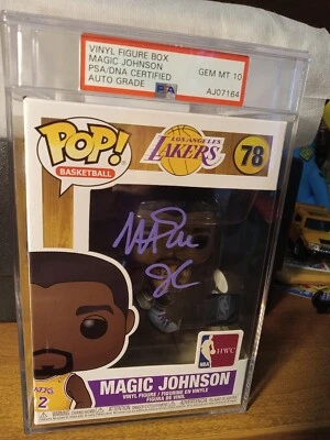 Magic Johnson Autographed Funko POP! Basketball PSA Graded Gem Mint 10 LA Lakers - Image 1 of 4