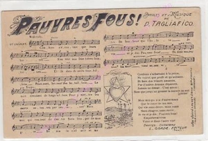 CPA Postcard Sheet Edible Low Crazy Lyrics Music Tagliafico - Picture 1 of 2