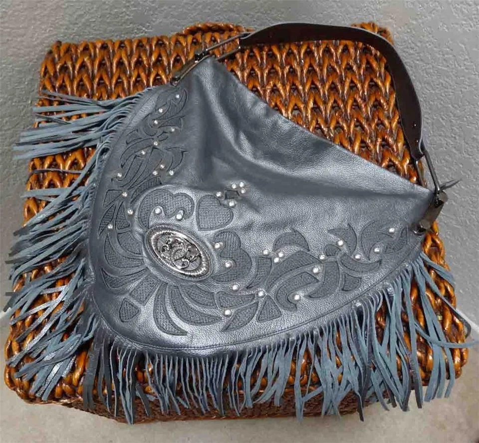 Bolso de mano de cuero Hobo holgado con flecos de diseño SHARIF Kissing Cougar Foto 1 de 1