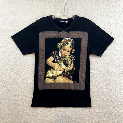 Camiseta Y2K Vintage Vaquero y Ángeles Cachorro Perro Niña Gráfica Negra Cyber Grunge Foto 1 de 4