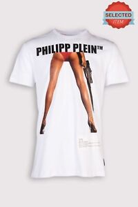 RRP €485 PHILIPP PLEIN Bang Bang T-Shirt Size M Vulgar Print Rhinestones Logo