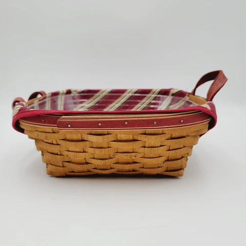Longaberger Basket 2005 Silver Bells Christmas Liner & Plastic Protector Cover