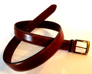 Lands End Herren Ledergürtel Braun Größe 32 Messingschnalle USA 1 3/8" Breit - Bild 1 von 8