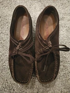 Clarks Originals WALLABEE Brown Suede Leather Moccasin Shoes Women's Size 6.5M  - Picture 1 of 12