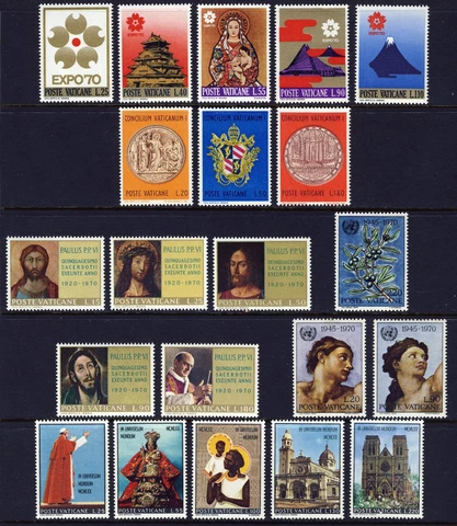 VATICAN CITY . 1970 Complete Year Set (479-99) 21 stamps . Mint Never Hinged Cover