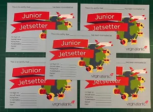 Virgin Atlantic Junior Jetsetter certificates bundle of 5 cards - Foto 1 di 3