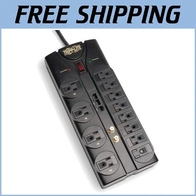 12 Outlet Surge Protector with 8ft Cord & Right-Angle Plug for Complete Coverage - Image 1 of 4