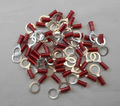 (50) 22-18 AWG Ring Terminals Nylon Insulated with Extra Sleeve (Stud Size 3/8”) - Image 1 of 4