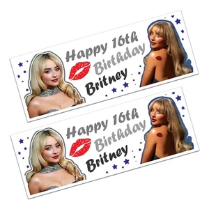 Girls Personalised Sabrina Carpenter Happy Birthday Name Banner - Picture 1 of 2