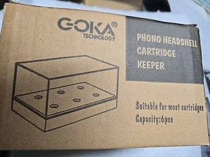 Transparent Turntable cartridge Headshell Keeper BOX.  High End Wood Base.   - Picture 1 of 2