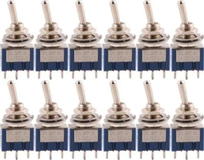 CESFONJER 12 Pcs SPDT Mini Micro Toggle Switch, On/Off/On 3 Pins 3 Position Miniature AC
