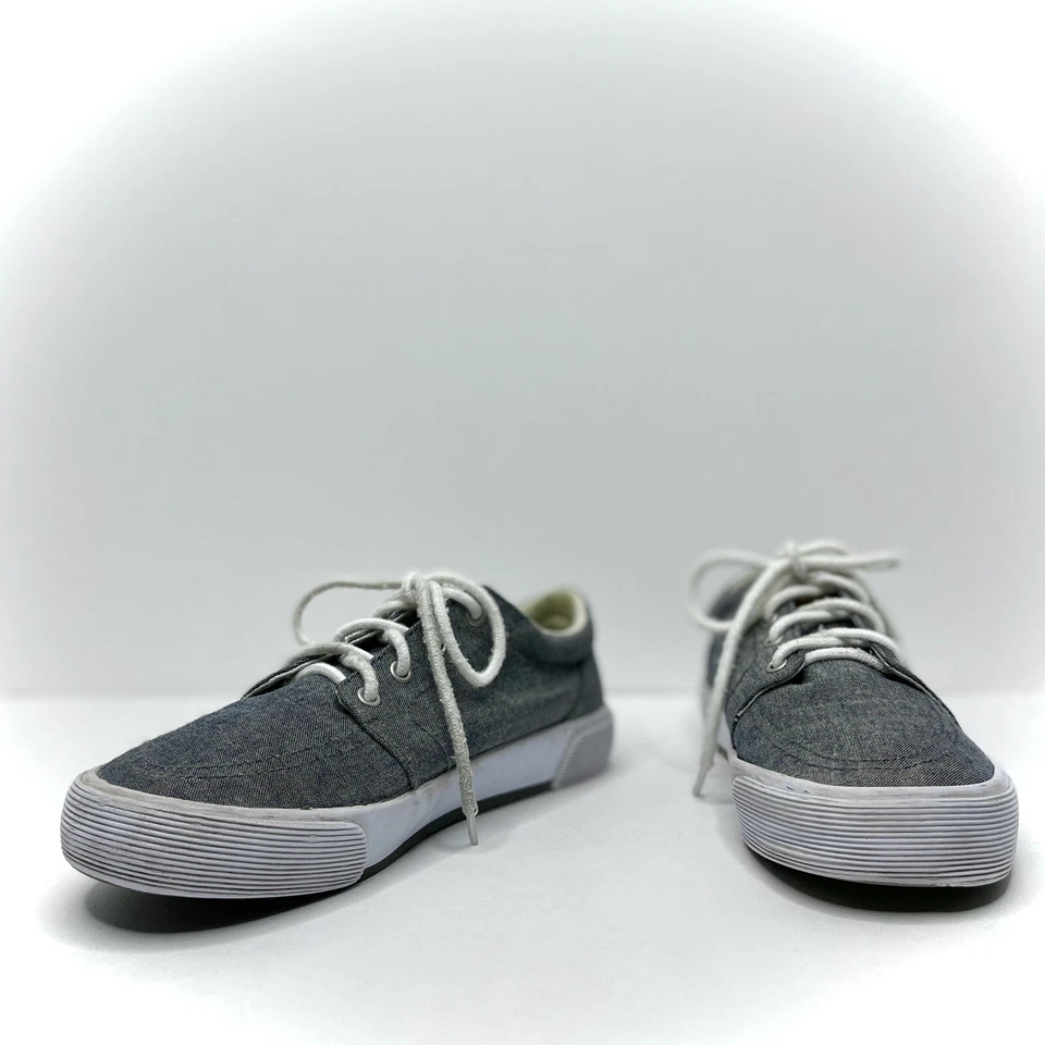 Polo Ralph Lauren Niños Gris Tenis Talla 5 Tela Cuero Logo Goma Suela Encaje Foto 1 de 4