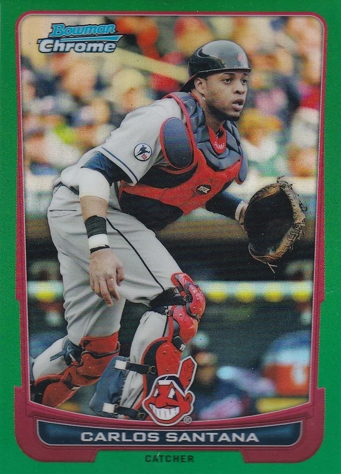 INDIANS CARLOS SANTANA 2012 BOWMAN CHROME #51 GREEN REFRACTOR - Image 1 of 1