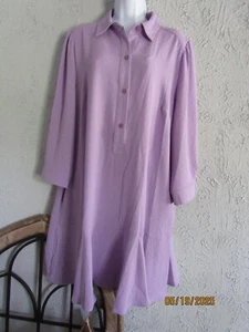Emma & Michele nwt XL lavender shirt dress flounce hem lightweight pockets - Picture 1 of 7