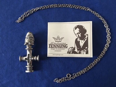 Ciondolo Wolvescross Vichingo Peltro Handmade Tennung Idea Regalo - Immagine 1 di 2
