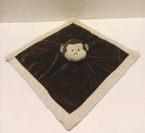Tiddliwinks Lovey Brown Monkey Baby Security Blanket Cream Edge Velour Plush 13" - Picture 1 of 9