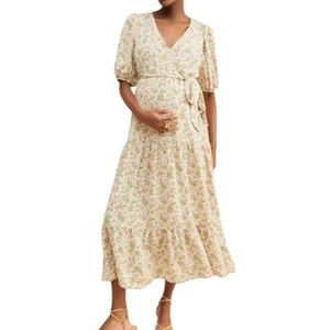 Glamorous Boom Maternity Wrap Tiered Floral Maxi Dress Size 6 Boho Romantic  - Picture 1 of 9