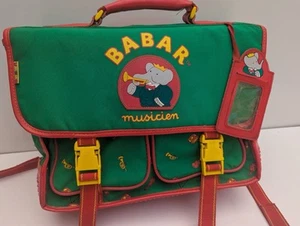 Vintage Babar Kinder Rucksack Tasche Grün Nostalgie Medium Selten Cartoon 90er Y2K - Bild 1 von 13