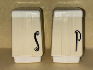Vintage 1960’s Max Klein Plastic Salt & Pepper Shaker Set in Almond and White - Picture 1 of 11