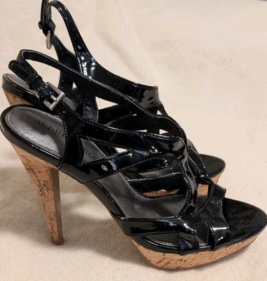 Audrey Brooke Mujer Cuero Corcho Cuña Plataforma Tacones Talla 7 S34 Foto 1 de 4