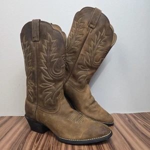 Botas vaqueras Ariat Heritage punta R cuero marrón envejecido para mujer talla 7B - Imagen 1 de 14