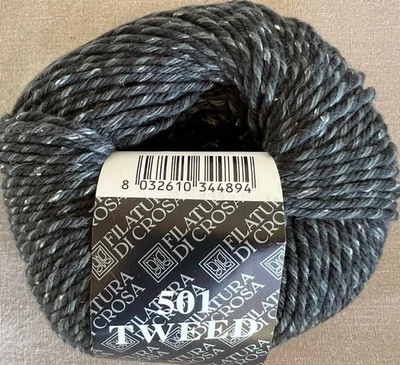 Lot 10 balls/500g Filatura Di Crosa 501 TWEED Italian Wool Silk yarn black gray - Image 1 of 4