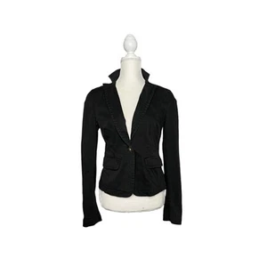 Armani exchange women black blazer jacket Sz M one button front collared - Picture 1 of 7