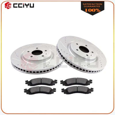 Front Drilled & Slotted Brake Rotors + Metallic Pads For 2011-2012 Ford Taurus Foto 1 de 4