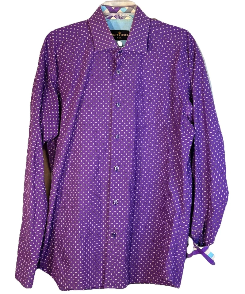Camisa Hombre Bertigo Manga Larga Algodón Morado y Blanco Talla 5/XL Estampado Contraste Foto 1 de 4