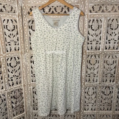 Camisola Laura Ashley floral pradaria casa de campo sem mangas acabamento em renda algodão tamanho G - Imagem 1 de 4