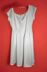 2XL weiß Swing Kleid Taschen Reißverschluss hinten Baumwolle bequem Flügelärmel entbeint V - Bild 1 von 7