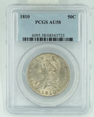 Medio dólar busto tapado 1810 graduación profesional AU58 Foto 1 de 3