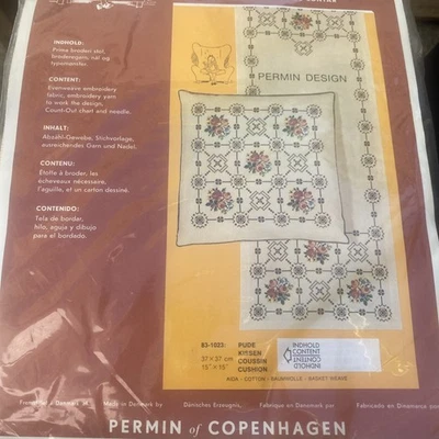 Kit de almohada vintage danés Permin contado bordado flores 83-1023 Foto 1 de 4
