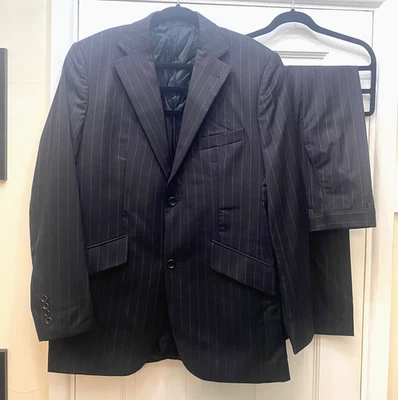 Traje Harrods of Knightsbridge Super 120's negro 100 % lana 2 piezas talla 40" R Foto 1 de 4