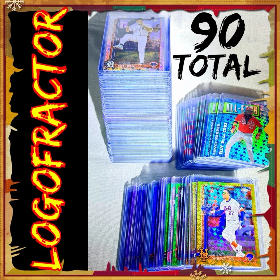 (90) LOT 2025 Topps Chrome LOGOFRACTOR Color + Base + Insert - GOLD Green Blue - Image 1 of 4