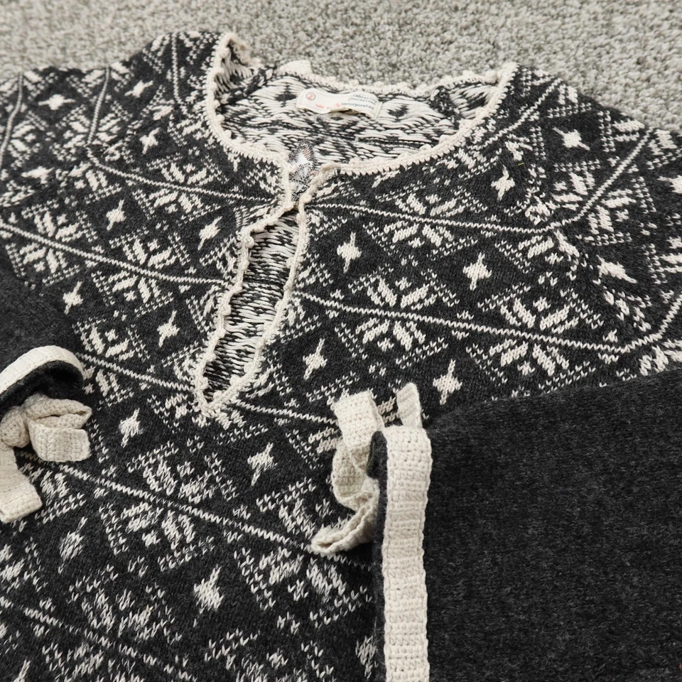 NOVO Suéter Feminino Odd Molly M Preto Nórdico Fair Isle Malha Crochê Anthropologie - Imagem 1 de 4