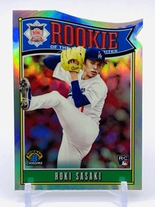 ROKI SASAKI RC - REFRACTOR CROMADO FAVORITO AÑO NOVATO # ROY-10 - 2025 Bowman - Imagen 1 de 2