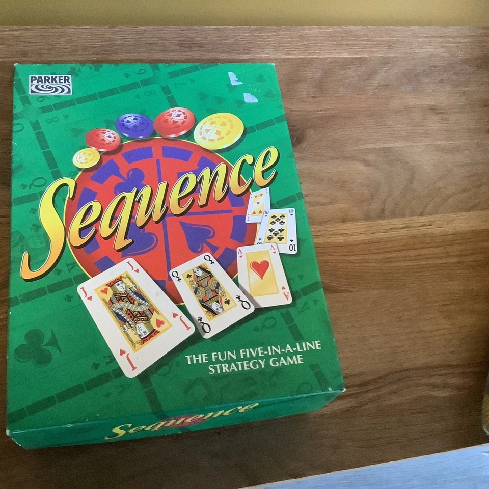 Sequence Board Game Parker 1997 Complete five in a line card counter game family - Image 1 of 1