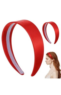 2 PIEZAS Diadema Roja Brillante Rojo Satinado Diademas para Mujer 1.6 Pulgadas de Ancho Duradero... Foto 1 de 4