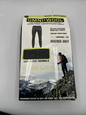 OMNI-WOOL ~ Pantalones de capa base de mezcla de lana para hombre ~ al aire libre ~ talla XXL ~ gris jaspeado ~ NUEVOS Foto 1 de 4