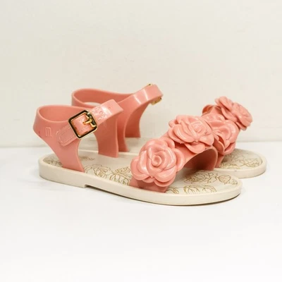 MINI MELISSA Pink Rose Flower Jelly Sandals Girls Toddler Kids US Sz 10 - Image 1 of 4