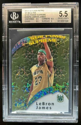 2013-14 Fleer ретро Леброн Джеймс '97 98 Ultra Star Power Supreme #18 SPS BGS 5,5 - Изображение 1 из 2