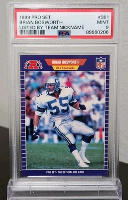 1989 Pro Set Brian Bosworth #391 Listed By Team Nickname Seahawks PSA 9 - Image 1 of 4