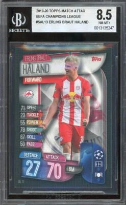 Erling Haaland RC 2019-20 Topps Match Attax UEFA Champions League RC #SAL13 BGS  - Image 1 of 2